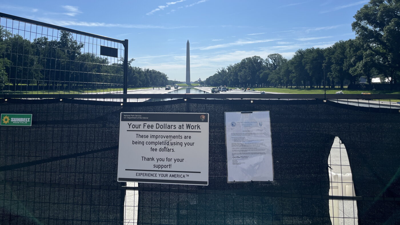 Reflecting Pool refills after Trump's repaint : NPR